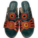 L'ATISTE L’Artiste Sz 39 US 8.5 Spring Step Beverly Sandal Platform Heel Multi Leather Photo 0