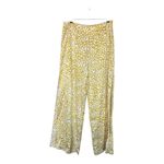 Lulus  Widely Chic Yellow Animal Print Satin Wide Leg Side Slit Pants Size L Photo 4