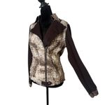 Alberto Makali Moto Biker Jacket Size S Brown Brick Zip Crinkled Statement Photo 3