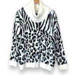 New Directions sweater women's L leopard animal print turtleneck black white NEW Size L Photo 0