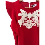 THML Embroidered Cap Sleeve Eloise Mini Shift Dress Red White Size Large Photo 6
