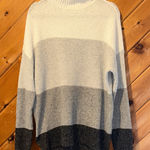 SO  white gray black block knit sweater with mock neck Photo 0