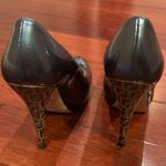 Fendi  Blue Patent Leather Logo Heel Platform Pumps - Size 36 Photo 4