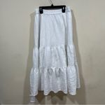 Faherty  Women's Ruffle Hem Midi Skirt white size medium Photo 3