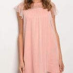 Very J Blush Pink Pearl Tulle Babydoll Dress  Photo 0