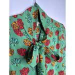 Ann Mashburn 2010s  Green Floral Printed Bow Blouse size  Small Photo 4