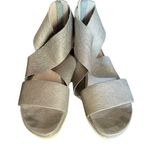 Eileen Fisher leather platform silver sandals sz 8 strappy open toe ankle zip Photo 1