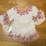 Free People  Sunset Dreams Boho Coastal Cowgirl Peasant Bell Sleeve Ruffle Top XS Photo 5