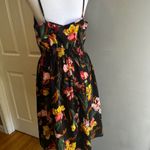 SheIn Floral Print Midi‎ Dress Black Sleeveless Smocked Waist Casual Summer Photo 7