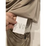 ZARA  Dress Womens Medium Taupe One Shoulder Cutout Ruched Draped Mini Cocktail Photo 3