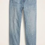 Old Navy Sz 16 Boyfriend Straight Jeans Mid Rise Bleach Spots Light Wash Stretch Photo 2