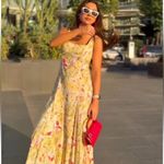 ZARA NWT Linen Blend Printed Floral Yellow Dress ZW Collection Multicolored XS Photo 4