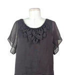 3.1 Phillip Lim Shift Dress Short Sleeve 3D Flower Neckline Brown Size US 10 Photo 2