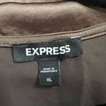 EXPRESS Chocolate Brown Satin Cowl Neck Gramercy Bodysuit Sz XL Women’s Photo 2