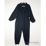 Eloquii New! Jumpsuit Black Faux Wrap Shawl Neck Belted Long Sleeve,14/16 Photo 1