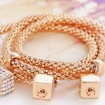 Cute Square Rhinestone Stretch Bracelet For Women Gold Photo 2