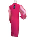 SheIn SXY Mock Neck Contrast Mesh Lantern Sleeve Split Hem Dress Photo 4