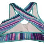 Striped Bikini Top Multicolored Size Medium Blue Photo 1