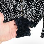 Free People  Ditsy Floral Black Lace Bodysuit Dramatic Ruffle Bell Long Sleeve M Photo 7
