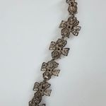 Vintage metal enameled bow rhinestone center short necklace choker Gold Photo 7