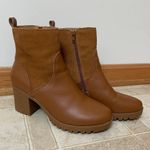 Brown Faux Leather Ankle Boots Size 8.5 Photo 0