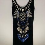Arden B Mini Dress XS Black Tank Top Gold Sequin Blue Embroidered Jersey Knit Photo 0