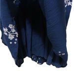 Free People  Blue White Jasmine Floral Embroidered Long Bell Sleeve Gauzy Dress 2 Photo 7