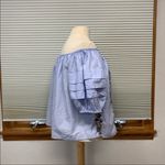 American Eagle  Outfitters NWT Blue Floral Embroidered Off The Shoulder Top Photo 4