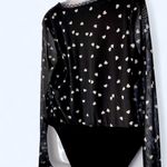 SheIn Black and White Heart Print Long Sleeve Bodysuit L Photo 1