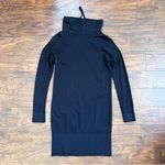 James Perse • Funnel Neck Sweatshirt Dress black cotton terry mini Photo 8