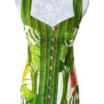 Farm Rio  Fresh Forest Scarf Green Floral Dress Form Fit Womens Xsmall Linen Photo 0