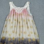 Ultra Pink Lace Trim Sleeveless Y2k Boho Babydoll Dress Size X-Small Purple Gold Photo 1