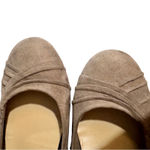 Seychelles Anthropology  Women's 9W Wide Taupe Suede Ruched Wedge Heel Shoes Photo 3