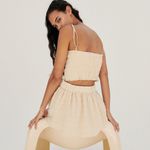 ZARA NWT  BUSTIER CROP TOP BLOGGERS FAV RUCHED BEIGE XL Photo 2