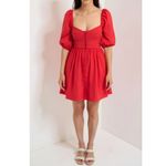 Anthropologie MAEVE x  Puff Sleeved Sweetheart Mini Dress, Red, Small Photo 5