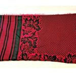 Pink & Black Jacquard Patterned Scarf With Floral & Polka Dot Design 8d Photo 5