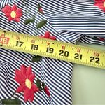 Vasna Blue Striped Embroidered Floral Shirt Dress Size Medium Photo 5