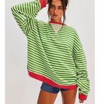 Free People NWOT classic striped oversized crewneck in watermelon combo Photo 0