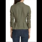 Free People Cinched Waist Linen Blend Blazer Olive Green Photo 2