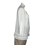 Solitaire Gauzy Crochet White Top Semi Sheer Swiss Dot Lace Size Medium Photo 2