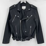 Pistola Blaine ‘80s Faux Leather Black Moto Jacket Full Zip Women’s Size Small Photo 2