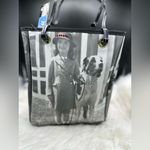 NWT Vintage Girl with a Dog Bedazzled Black and White Tote Purse Bag Photo 1