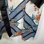 Lulus Dusty Blue Floral Print Satin Midi Robe Dress Women's Size X-Small XS Photo 2