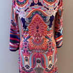 Jean Pierre Klifa Dress Size Small Pink Groovy Beach Resort Shift Midi Stretch Photo 0