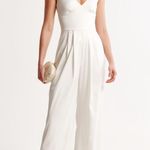 Abercrombie & Fitch White Satin Jumpsuit Photo 0