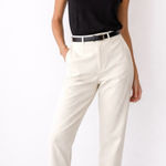 ZARA  Cotton Linen Blend Oyster White High Waist Ankle Crop Pants NEW! Sz M💛 Photo 0