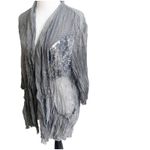 Chico's  Travelers Cardigan Crinkle Sz 3/XL Gray Lace Dots Sheer Whimsigoth Photo 1