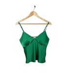 French Kiss Y2K Women’s Satin Babydoll Cami Blouse in Green Size L Photo 2