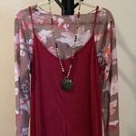 Cranberry maxi dress with mesh floral top pockets NWOT 2fer Red Size undefined Photo 1
