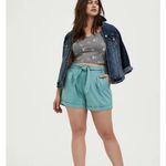Torrid  • 3.5 INCH PULL-ON LINEN BLEND HIGH-RISE TIE-FRONT SHORT TEAL Photo 2